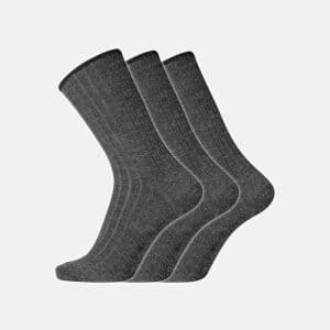 3-pak "no elastic" strømper | uld | mørk grå