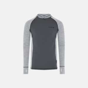 Langærmet doublelayer trøje med hætte | 100% uld | grå