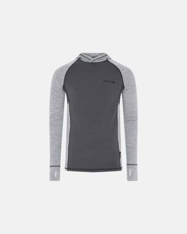 Langærmet doublelayer trøje med hætte | 100% uld | grå